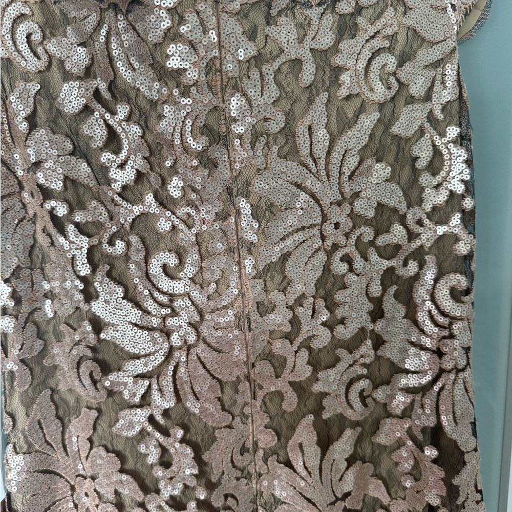 Tadashi Shoji Gold Sequin Off-the-Shoulder Gown - Picture 7 of 7